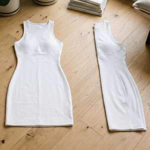 White Knitted Bodycon Dress Sleeveless O-Neck Solid Color Mini Casual Fitted Dress All Seasons Breathable Simple Style Bodycon - Product Image 1