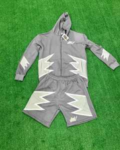 Custom Nylon Tracksuit <b>Wind</b> <b>Breaker</b> Zip up Hoodie and Shorts Set Plain Windbreaker Short Set Men Windbreaker Tracksuit Set - Product Image 6