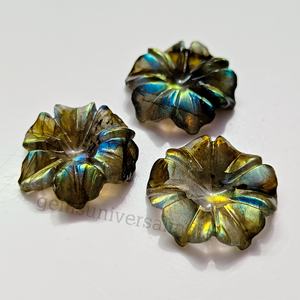 Pierre précieuse en labradorite de qualité supérieure, sculptée en forme de fleur, labradorite naturelle, pierre en vrac en forme de fleur pour la fabrication de pendentifs, 20 MM, vente en gros - Product Image 4