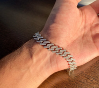 Bracelet chaîne cubaine en argent sterling 925 avec diamants Moissanite VVS de 6 mm, bijoux Moissanite sertis de pierres pour hommes et femmes