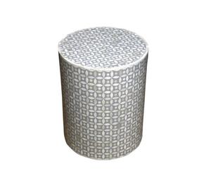 Mesa de Cajones con Incrustaciones de Hueso de ILAHI, Diseño Moderno con Detalles de Ágata, Almacenamiento de Tres Niveles, Mueble Portátil para el Hogar - Product Image 1