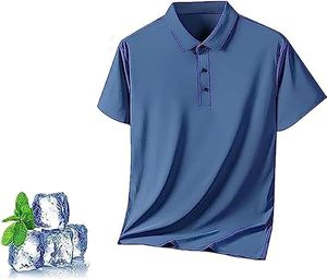 Polo pour homme en polyester 100% à effet rafraîchissant en soie glacée, haute élasticité, vêtements de sport d'été, entraînement physique - Product Image 2