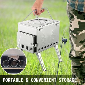 Stufa a Legna Portatile in Acciaio Inox 304 per Campeggio, 18.1x15x27.2 Pollici, Pieghevole, Totale 113 Pollici, per Picnic - Product Image 6