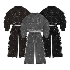 Ensemble de survêtement unisexe respirant streetwear imprimé personnalisé, manches longues, fermeture éclair, motif croisé, coupe régulière, pour adulte, hiver, deux pièces - Product Image 6