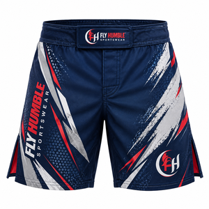 กางเกง MMA สำหรับผู้ชาย Fly Humble Sportswear ลายพิมพ์ซับลิเมชั่น สีน้ำเงินขาว ทรงแอธเลติก ระบายเหงื่อได้ดี แห้งเร็ว ชุดกีฬา - Product Image 6