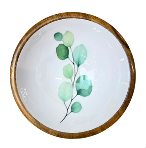 Bol de service en bois naturel très demandé, ensemble de bols méditerranéens avec bord doré et motif vie marine pour la table et la vaisselle - Product Image 5