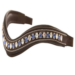 Cadena de Cristales Azules y Blancos Personalizada, Banda Frontal Acolchada de Cuero para Caballo, para Brida, en Todos los Tamaños, Formas y Colores - Product Image 3