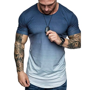 T-shirt pour homme personnalisé en jersey imprimé par sublimation intégrale, coupe classique, col vintage, dégradé, écologique, respirant, 3D - Product Image 1