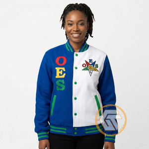 GREEK TREASURES Eastern <b>Star</b> Cotton Fleece Embroidered Varsity <b>Jacket</b> OES Breathable Quick Dry Women All Season Stand Collar - Product Image 2
