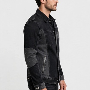<b>Men's</b> Custom Color <b>Denim</b> <b>Jacket</b> Slim Fit Turn Down Collar Washed Casual Style <b>With</b> Zippers Front Logo Autumn Wear - Product Image 3