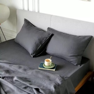 Drap plat en lin Wabi-Sabi respirant, vert olive uni, literie toutes saisons pour adultes à domicile - Product Image 3