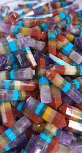 Pointe de guérison des sept chakras à double terminaison, pointe de chakra en forme de crayon, pointe de chakra collée en gros pour la guérison - Product Image 3