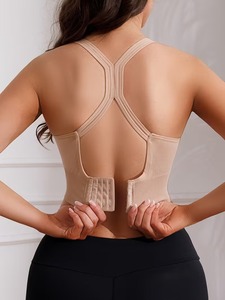 Women's <b>Open</b> Back Fitness Cami | Premium Hook-and-Eye Seamless Sports <b>Bra</b> | Solid Dyed Padded Yoga Training Crop Tank - Product Image 6