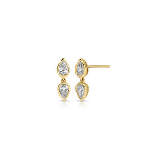 Elegant Pear Drop Earrings <b>Sterling</b> <b>Silver</b> 14K Gold Plated <b>Stud</b> Earrings Gift Hypoallergenic Jewelry Anniversary Gift for Her - Product Image 1