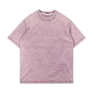 Nouveau style T-shirt unisexe rose poudré délavé effet vintage en coton doux coupe décontractée streetwear minimaliste haut d'été personnalisé - Product Image 1