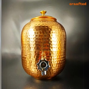 กระติกน้ำทองแดงแท้ Copper-Master ขนาด 5 ลิตร แบบตีลาย (Matka/POT)  ภาชนะใส่น้ำทองแดง  แบบอายุรเวท  งานแฮนด์เมด  บรรจุในกล่องของขวัญ - Product Image 4