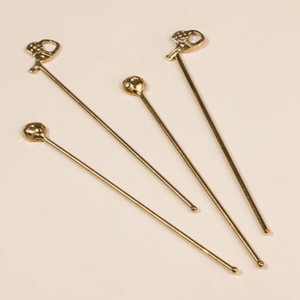 Antique Gold Finish 4-<b>pc</b> Cocktail Stirrers <b>Set</b> of 4 Stainless Steel Stirrers Pineapple Cocktail Stirrer - Product Image 4