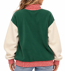 <b>Women's</b> <b>Christmas</b> Mockneck <b>Sweatshirt</b> Wholesale Custom Crystal Applique Letter Embroidery Oversized Winter Casual Pullover - Product Image 3