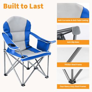 Sedia da Campeggio Pieghevole Imbottita Extra Large con Portabicchieri e Borsa Termica, Telaio in Acciaio 5000 LBS, Portatile per Esterni - Product Image 2