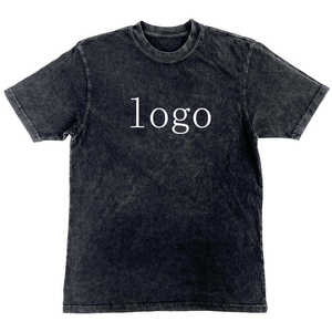 T-shirt pour homme à manches courtes, coupe classique, effet délavé, respirant, pour un usage quotidien, logo et couleur personnalisés, col rond - Product Image 2