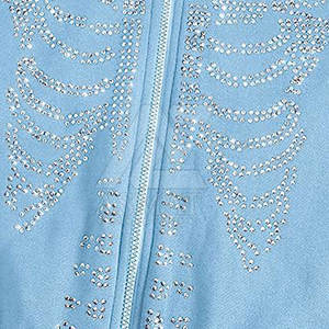 Sweat à capuche zippé pour femme avec strass et cristaux scintillants, style streetwear décontracté - Product Image 3