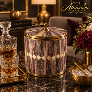 Luxury <b>Decorative</b> Ice Bucket Lid Gold Finish Marble Inlay Stainless Steel Eco-Friendly Washable Anti-Slip Barware Home Hotel - Product Image 2