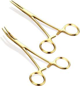 Pinzas Hemostáticas Mosquito Forceps de 3.5 Pulgadas, Rectas, Completamente Doradas, de Acero Inoxidable Resistente a la Corrosión, Instrumento Quirúrgico para Enfermeras de Dentavex - Product Image 1