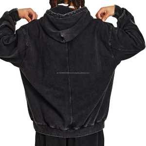 Poids lourd 420G coton Vintage lavé en détresse sweat à capuche surdimensionné sans cordon de serrage pull blanc sweats à capuche et sweat-shirts pour hommes - Product Image 1