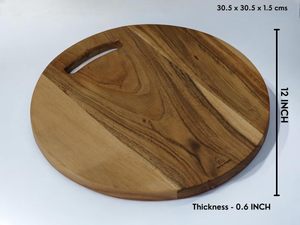Round <b>Wooden</b> Chopping Board With Handle Kitchen Cutting Block Anti Slip Single <b>Piece</b> - Product Image 5