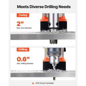 1400 W Portable <b>Magnetic</b> <b>Drill</b> Press 2 Boring Diameter 2810 Lbf Power 0-800 RPM Adjustable Speed Weldon Shank for Home - Product Image 3
