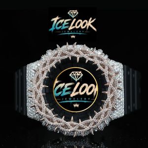 Montre mécanique LOOK Diamond 45 mm analogique pour homme, cadeau de luxe, bracelet en strass, fermoir déployant en acier inoxydable, édition limitée - Product Image 1