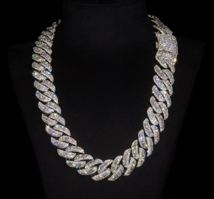 Luxury Moissanite Cuban Link <b>Chain</b> Necklace <b>Iced</b> <b>Out</b> Hip Hop Jewelry 925 Silver Finish Unisex Statement Gift Shine - Product Image 1