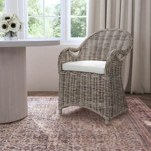 Chaise d'appoint en rotin tissé fait main bohème Fauteuil naturel pour salon - Product Image 1
