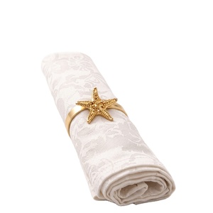 Wholesale Elegant Gold Starfish Napkin Rings Set For Wedding Metal Sea Star Napkin Holder For Coastal Table <b>Decor</b> And <b>Summer</b> - Product Image 1