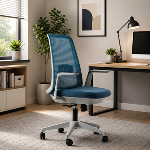 KINSHA ALT-03 Chaise de Direction Moderne à Dossier Mi-Haut - Certifiée BIFMA, Ergonomique en Maille, avec 3 vérins à gaz, Base Pivotante à Roulettes et Accoudoirs Fixes - Product Image 1