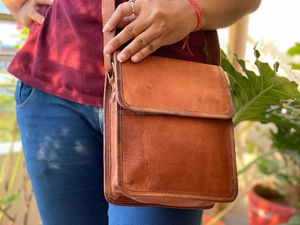 Sac à main élégant en cuir de chèvre pour femme, sacoche à bandoulière, Vintage, fait-main, nouveau modèle, 9x11 pouces - Product Image 6