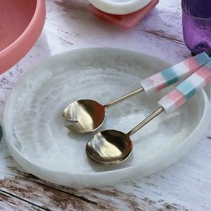 Bol à salade en résine écologique polie pour la cuisine et la table, nouveau design, bol de service pour les fêtes - Product Image 4