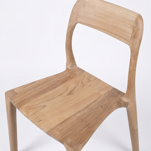 Chaise de salle à manger moderne en teck massif capitonnée, design minimaliste, dossier et assise sans joint pour villa, salle à manger, mobilier de maison - Product Image 3