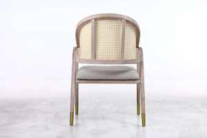 Silla de Comedor Escandinava Contemporánea de Madera Maciza con Tapicería de Lana Gris Claro de Primera Calidad y Patas de Caoba, Muebles para Comedor - Product Image 4