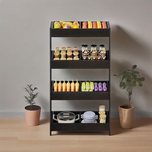 Supermarket <b>Shelves</b>-Wood Fruit Vegetable <b>Basket</b> Stand Rack for Kitchen Office Store or Supermarket for Snacks Pantry Storage - Product Image 3