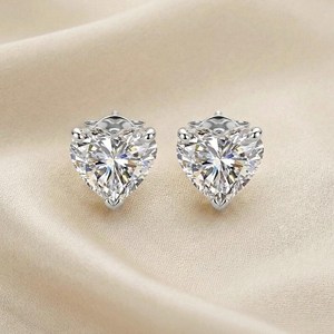 Romantic Heart Cut <b>Stud</b> <b>Earrings</b> Moissanite 1 Carat With 925 Sterling Silver For Women's <b>Fine</b> Party Jewelry Charms Gift For Her - Product Image 2