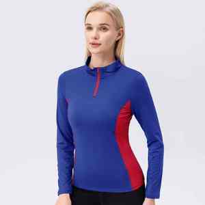 Veste de yoga pour femme automne/hiver, course en extérieur, manches longues, velours, séchage rapide, chaude, fermeture éclair, col montant, ajustée, entraînement - Product Image 4
