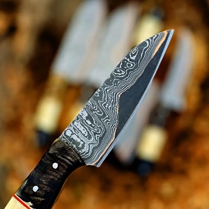 Ensemble de 5 couteaux de chef en acier Damas personnalisés Pasha Enterprises, manche en résine, faits à la main, ambidextres, étui en cuir, couteaux de cuisine - Product Image 4