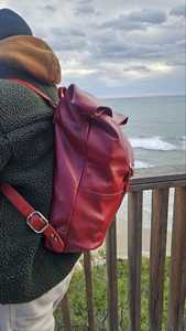 Sac à dos en cuir artisanal à rabat pour homme, sac à dos de voyage en cuir de vachette, sac pour ordinateur portable, marron vintage, designer LTBP-0116 - Product Image 3