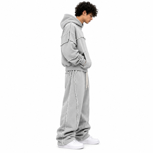 Conjunto de Sudadera con Capucha Oversize Desgastada y Pantalones Jogger Holgados para Hombre - Product Image 3