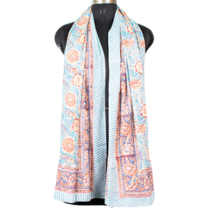 Pareo de Playa Grande de Algodón con Estampado Floral Multicolor Hecho a Mano, Tipo Sarong, para Verano - Product Image 3