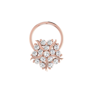 0.14 Carat Natural <b>Diamond</b> 14K Gold <b>Nose</b> Pin GIA Certified Flower Design Ethnic Style HI Color VS-SI Fine Piercing Jewelry - Product Image 2