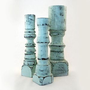 Support de bougie artisanal en bois massif, centre de table rustique décoratif pour la maison, le salon, les mariages et les fêtes - Product Image 4