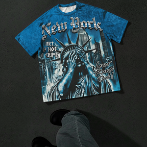 T-shirt à manches courtes pour homme, imprimé graphique New York City, décontracté, été, OVERSIZED - Product Image 1