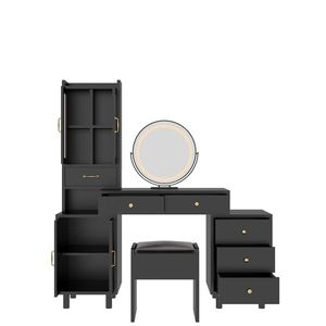 Luxury Modern European <b>Dressing</b> Table Set with LED Lighted Mirror Glass Makeup Table for Bedroom Use - Product Image 4